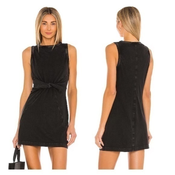 L Space NWT XS Seaview Charcoal‎ Washed Black Mini Tank T Shirt Dress Cotton - Picture 1 of 11